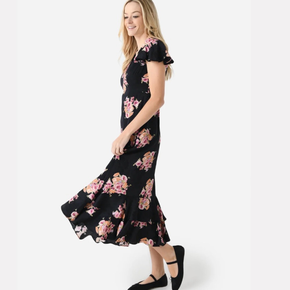 LoveShackFancy Elowen Midi dress floral Silk blend fabric size 0 - Picture 2 of 14